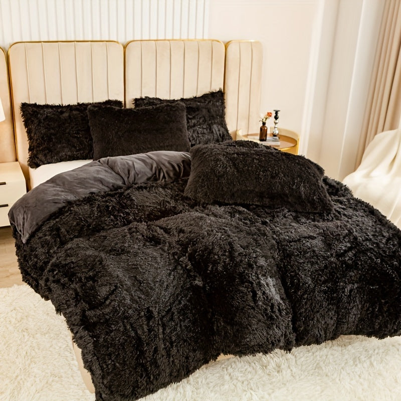 Ultra-Soft Plush Duvet Cover Set with Zipper - Luxury & Comfort