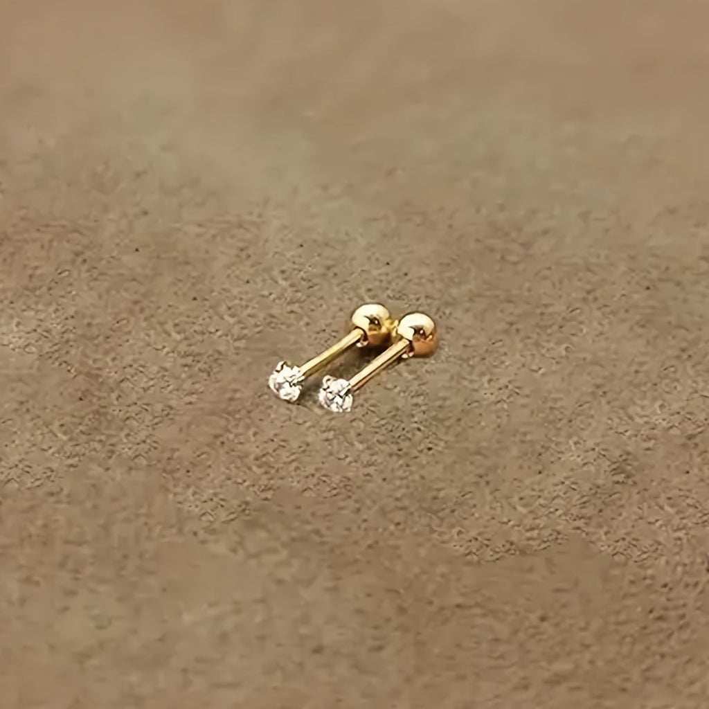 Lumen Sparkle - Timeless Titanium Zirconia Stud Earrings