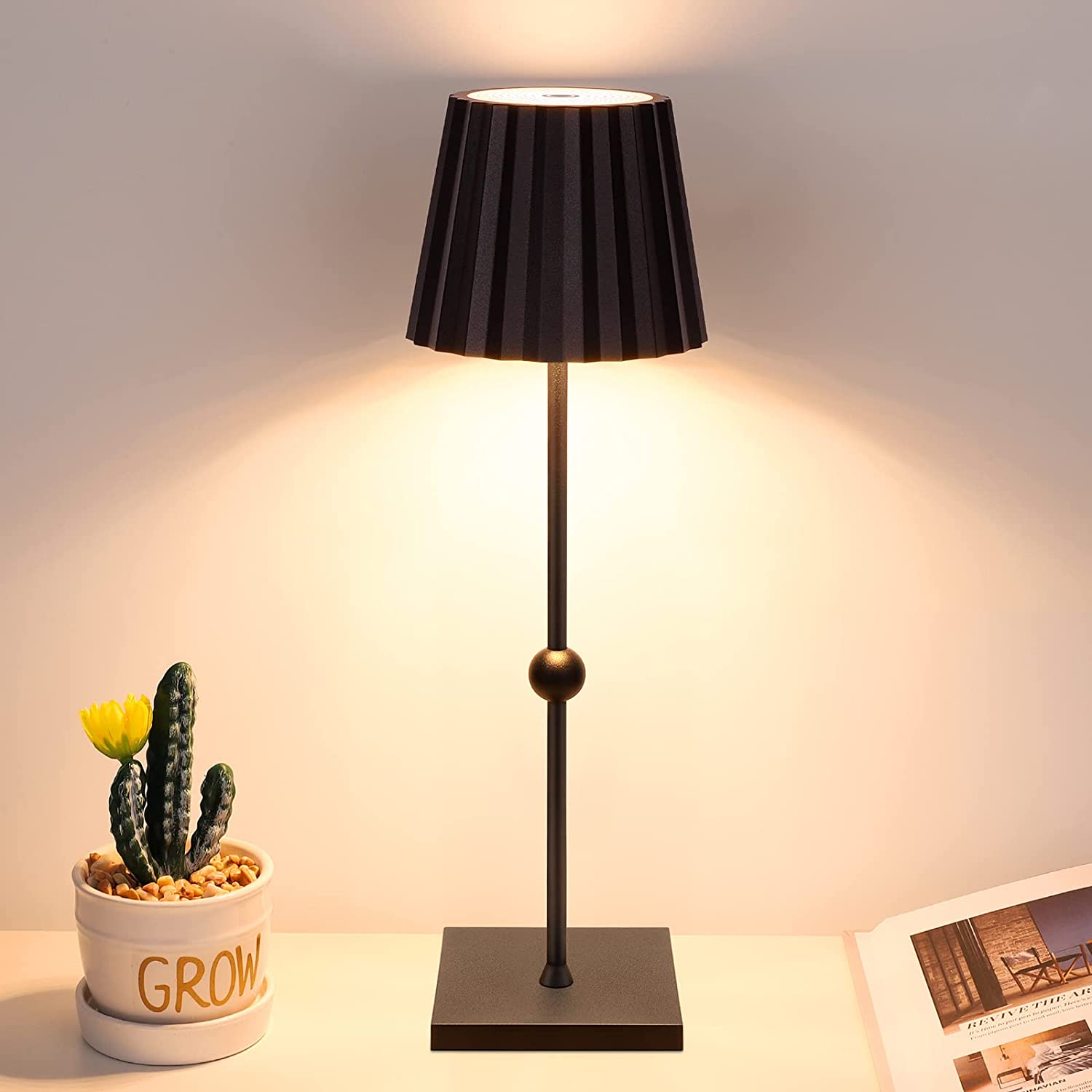 Elegant Cordless Table Lamp with Stepless Dimming Function