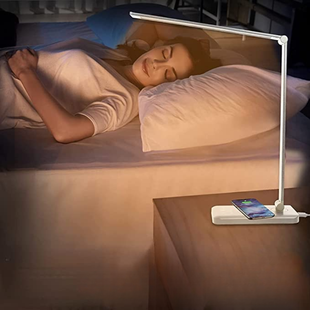 LED Bureaulamp - Tafellamp met USB Oplaadpoort, 5 Lichtstanden en Helderheidsniveaus