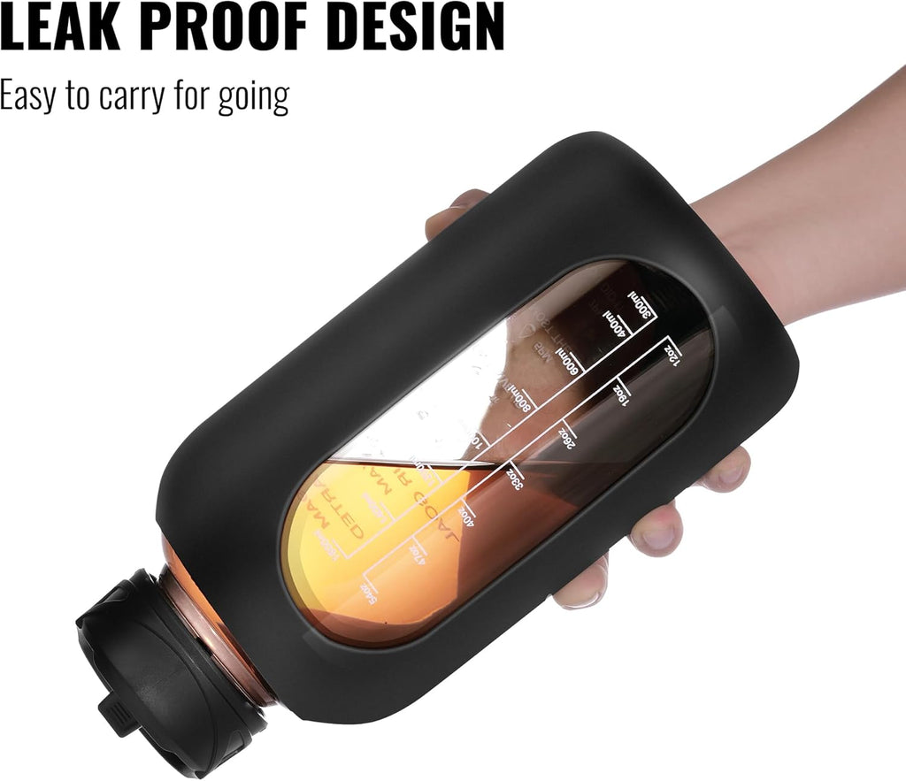 HydroGlow - Motivational Glass Water Bottle 900ml with Straw