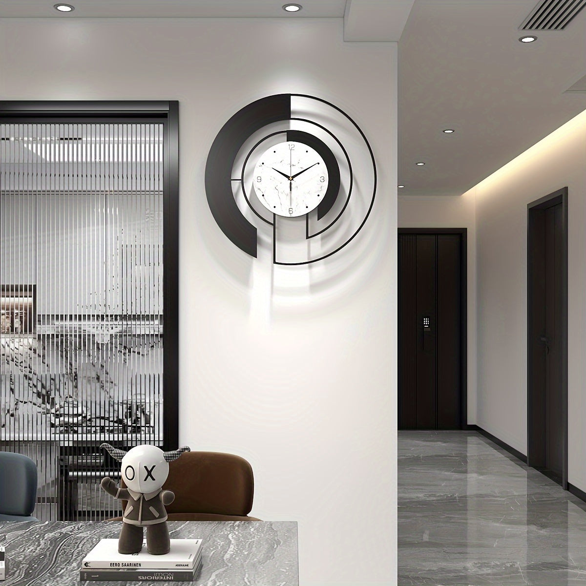 GeoClock - Elegant Black Geometric Wall Clock
