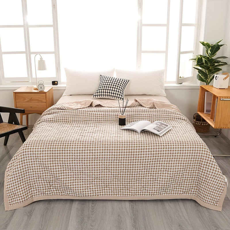 Elegante Preppy Plaid Zomerdeken voor Koele Nachten