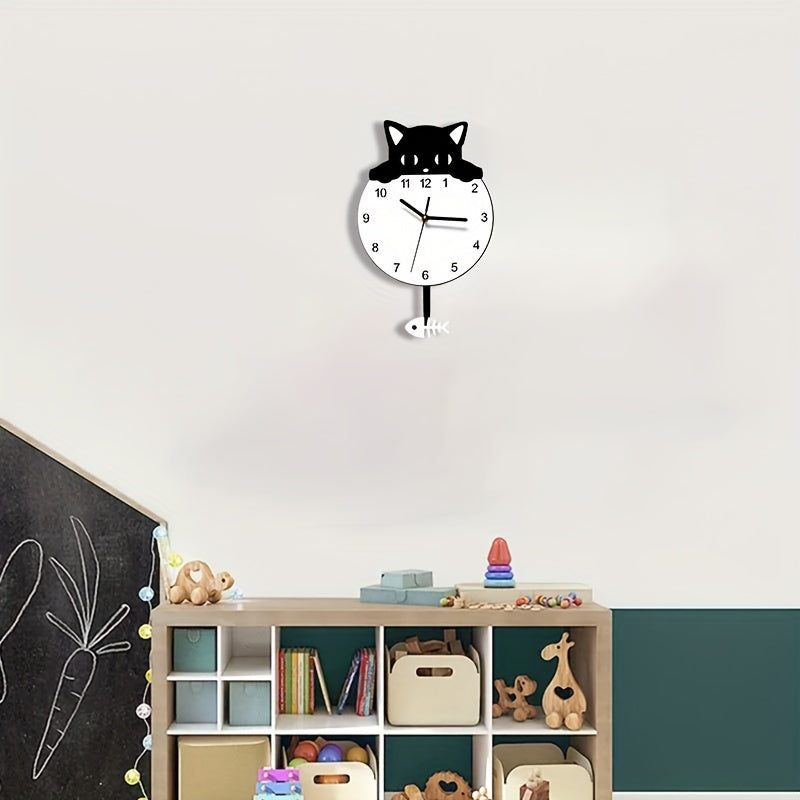 SwingCat Clock - Modern Cartoon-Style Cat Wall Clock