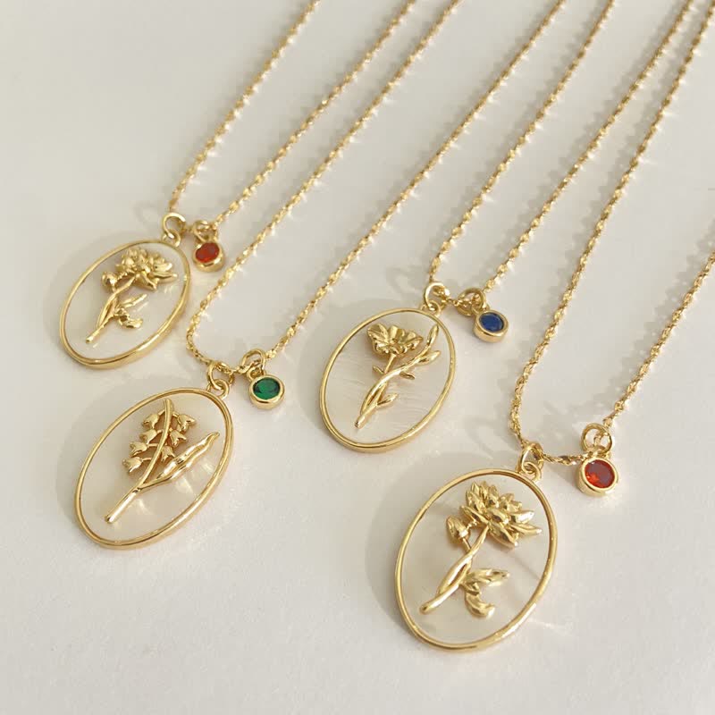 Aurora Birthstone and Birth Flower Necklace – A Personal Piece of Jewelry for My Loved Ones
