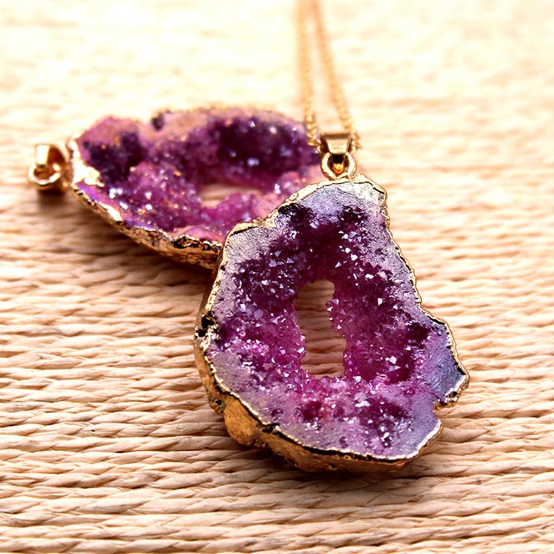 Gaia Natural Crystal Geode Hanging Decoration