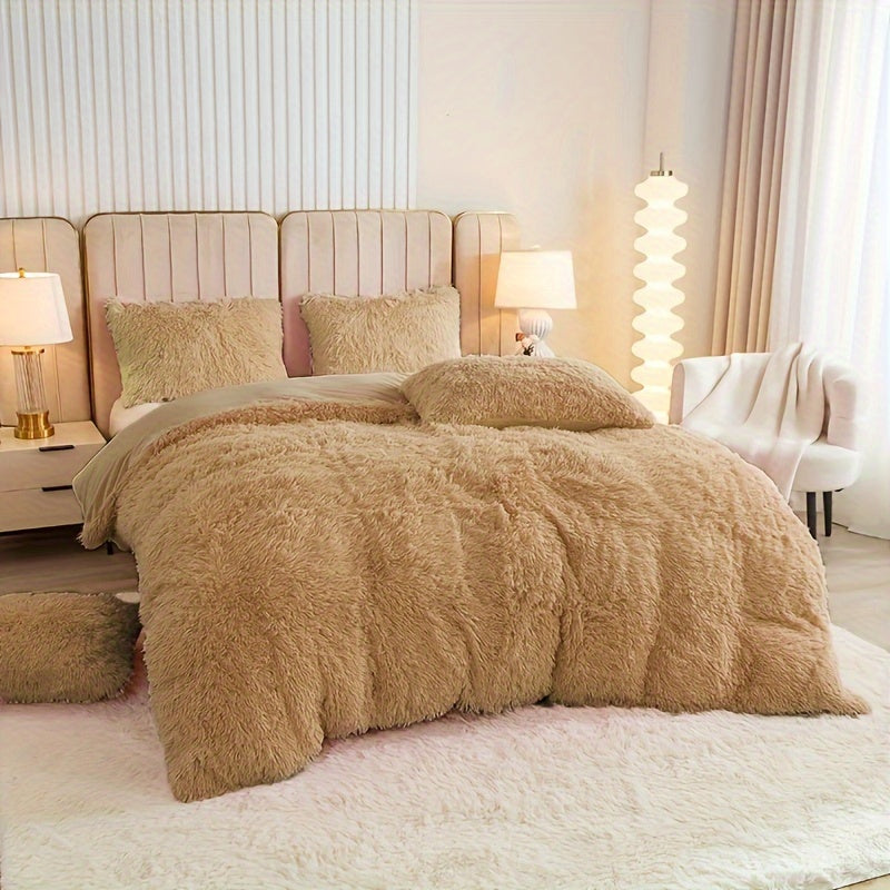 Ultra-Soft Plush Duvet Cover Set with Zipper - Luxury & Comfort