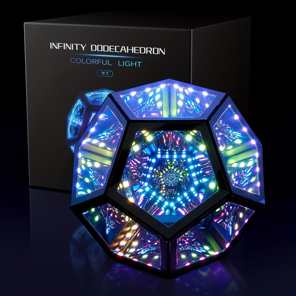 InfinityGlow – 3D Colorful Dodecahedron Lamp with RGB Lighting