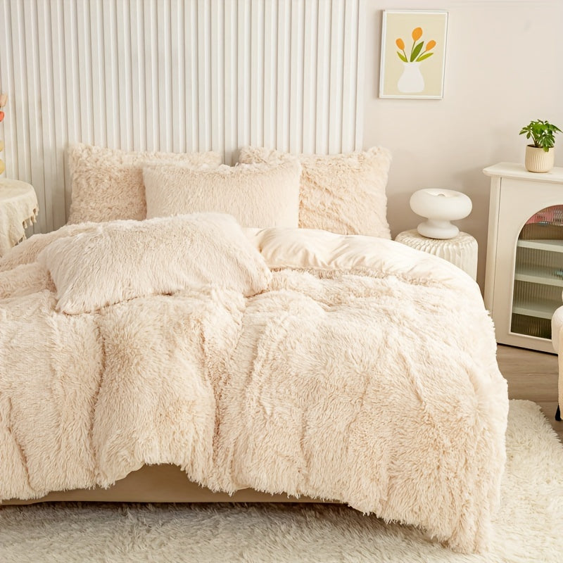 Ultra-Soft Plush Duvet Cover Set with Zipper - Luxury & Comfort
