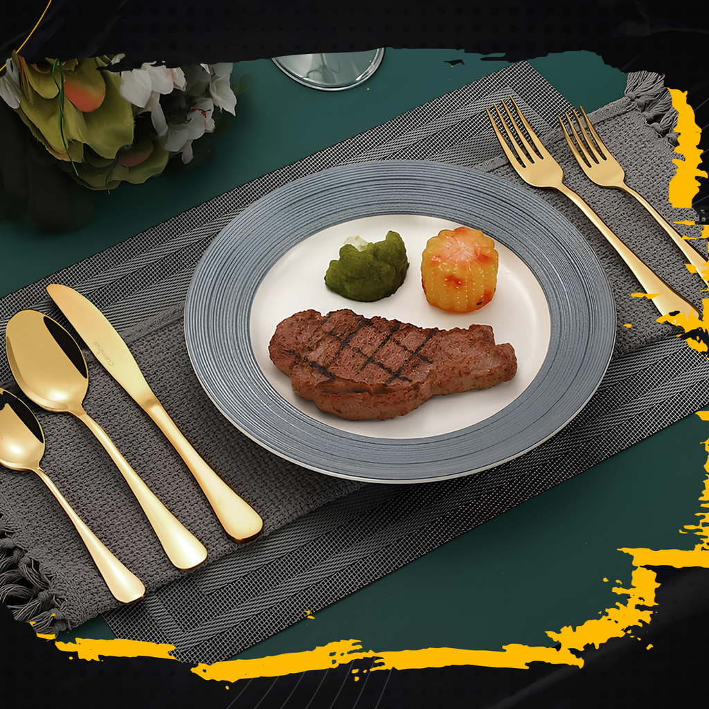 GlamourCutlery - Luxe Champagne Gouden Bestekset voor Feestelijke Diner