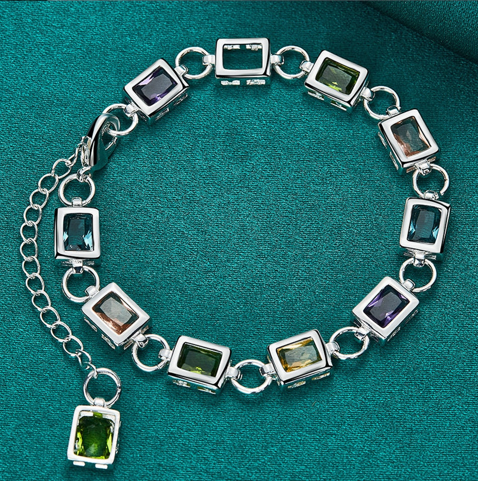 Luxurious Multi-colored Zircon Bracelet with Radiant Stones