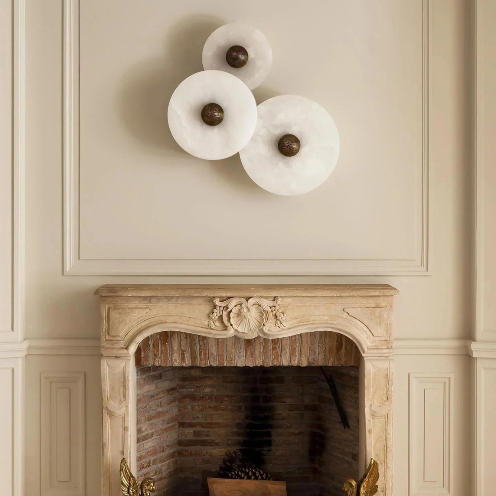 Aurora d'Or - Round Alabaster/Aluminum Wall Lamp