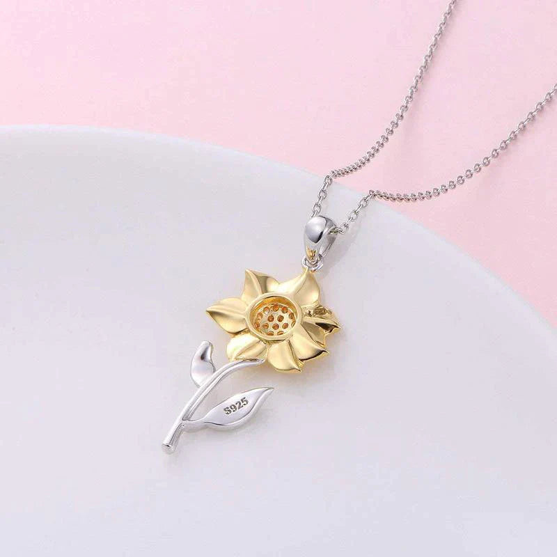 Elegant Sunflower Necklace in Sterling Silver