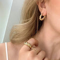Refined Golden Rope Dome Ring - Selene Elegance