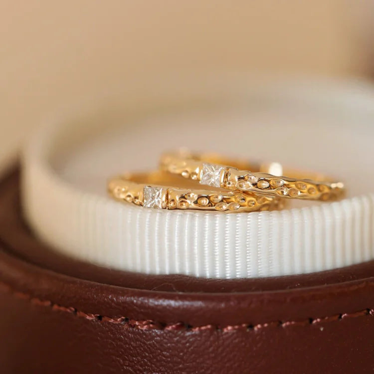 Sparkling Gilded Sterling Silver Ring with Zirconia - Aurora Elegance