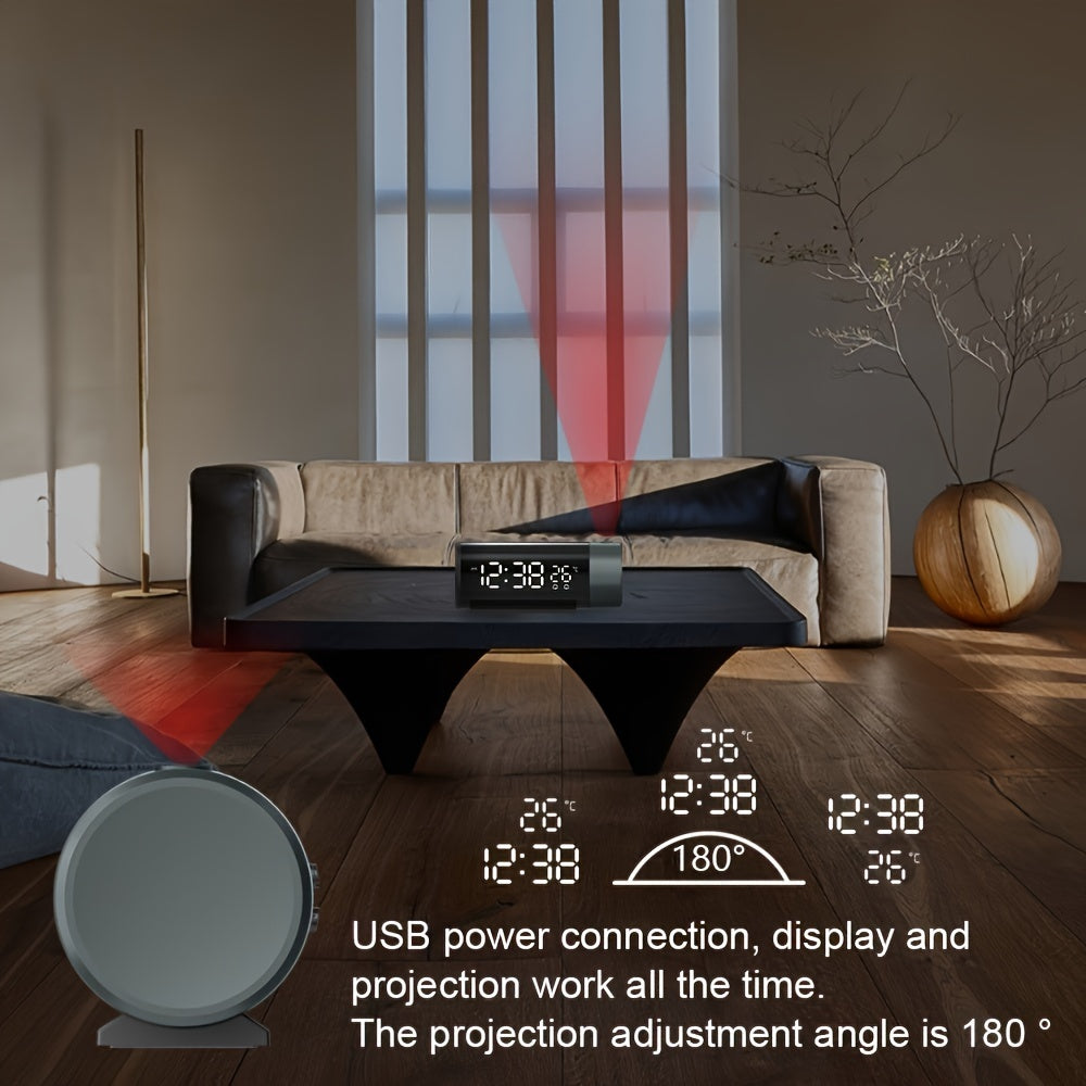 ProjectElite Clock - Black Modern Weather Projection Clock