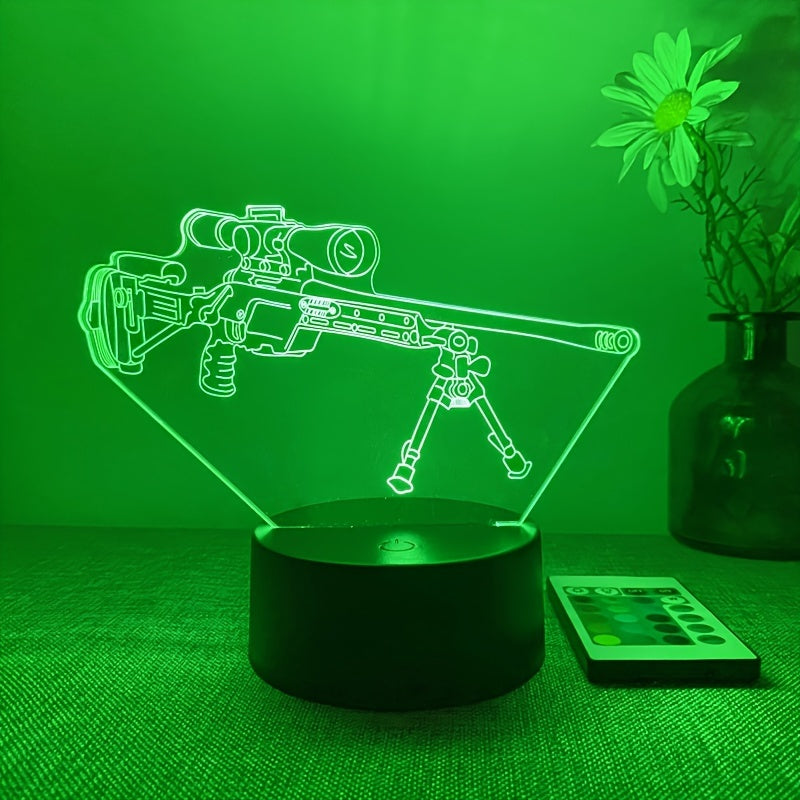 LumiGlow - 3D LED Night Light Black Pistol 16 Colors