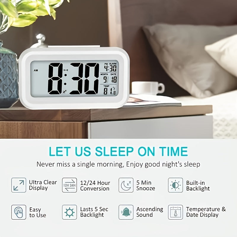 SmartGlow Clock - Stylish Digital Alarm Clock with Nightlight