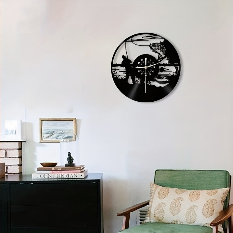 VinylCatch Clock - Retro Fishing Wall Decor