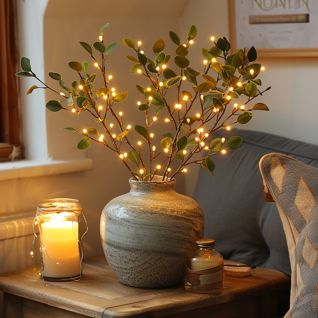 LumiVista Magical Olive Branch Light String - 70 cm Elegance