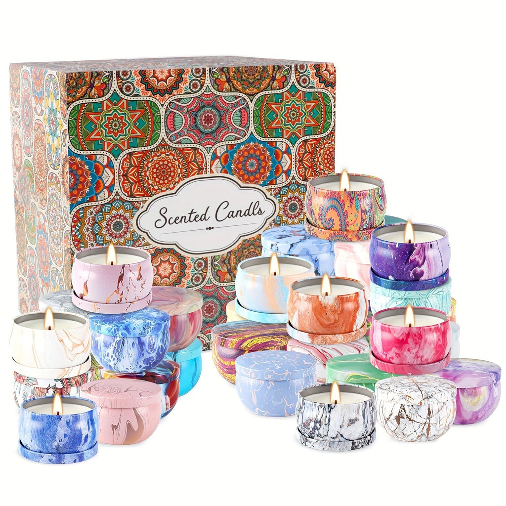 Aromatic Serenity – Luxury Candle Set with Marble Print