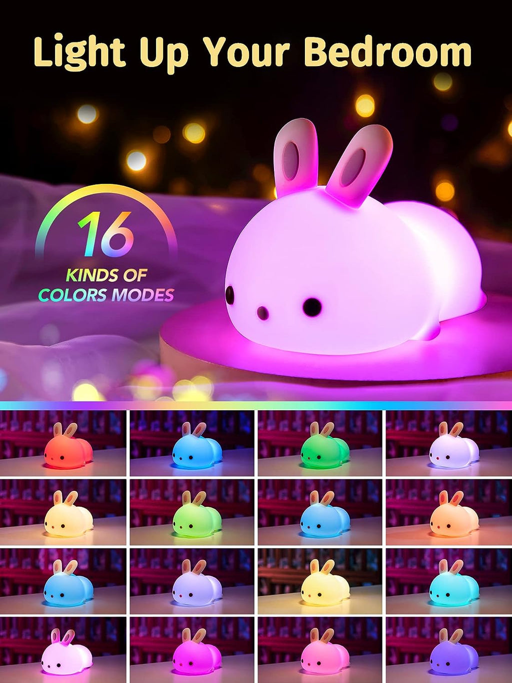 RabbitDream Night Light Magical Rabbit with Color-Changing LED Light