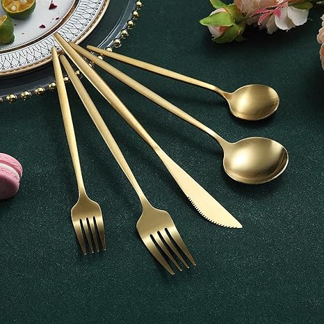 Minimalist Luxury Cutlery Set – 20-Piece, Titanium & Stainless Steel