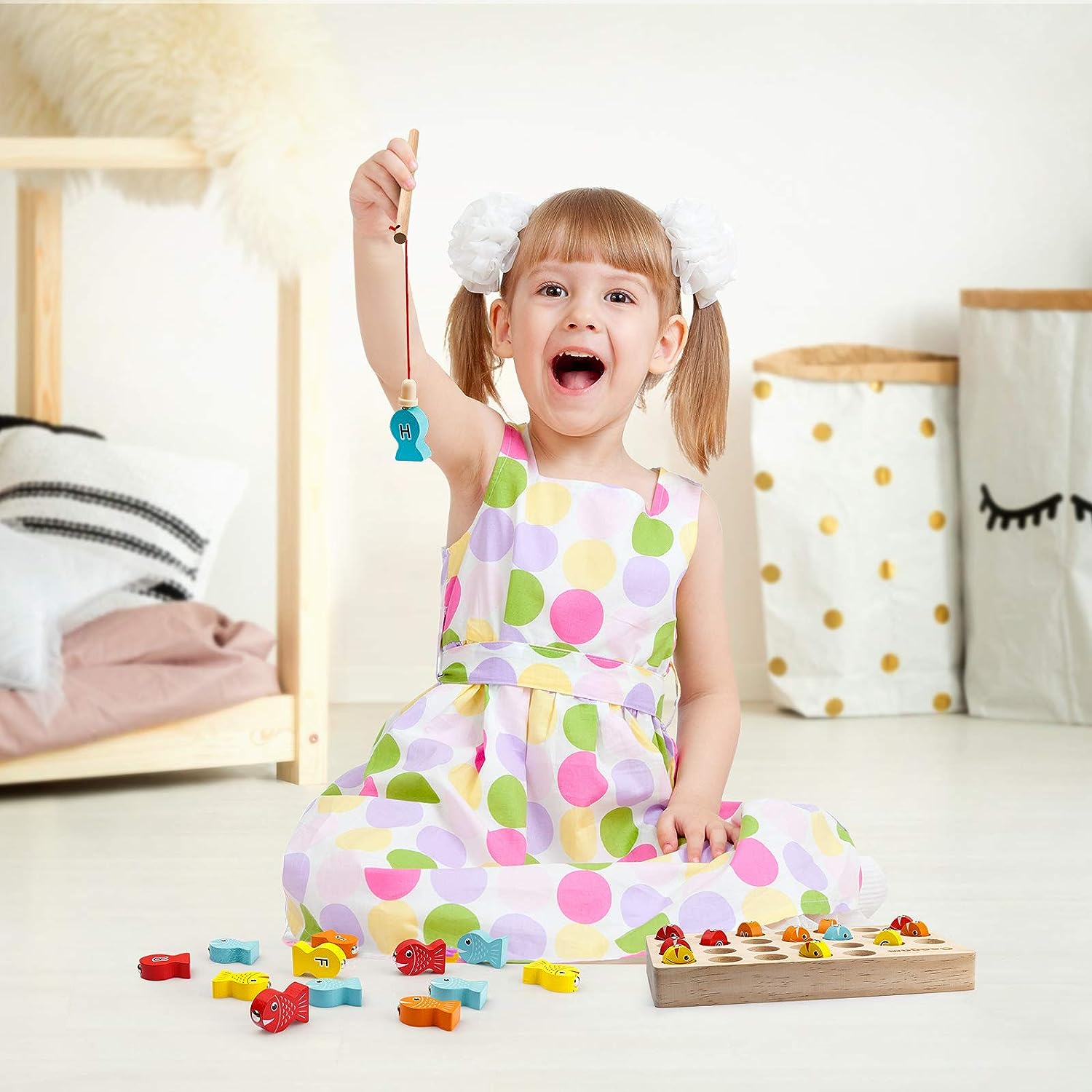 Enchanting Wooden Magnetic Fishing Game - Educational Fun for Toddlers