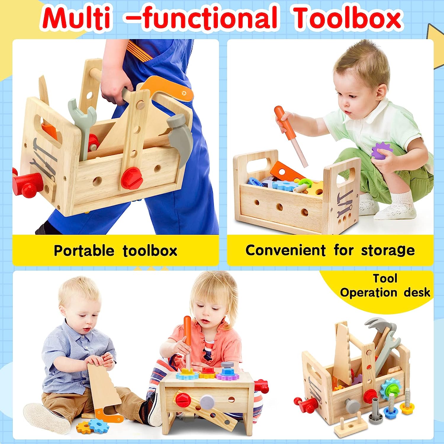 Wooden Toddler Tool Set - Creative Fun with the Wooden Toolbox