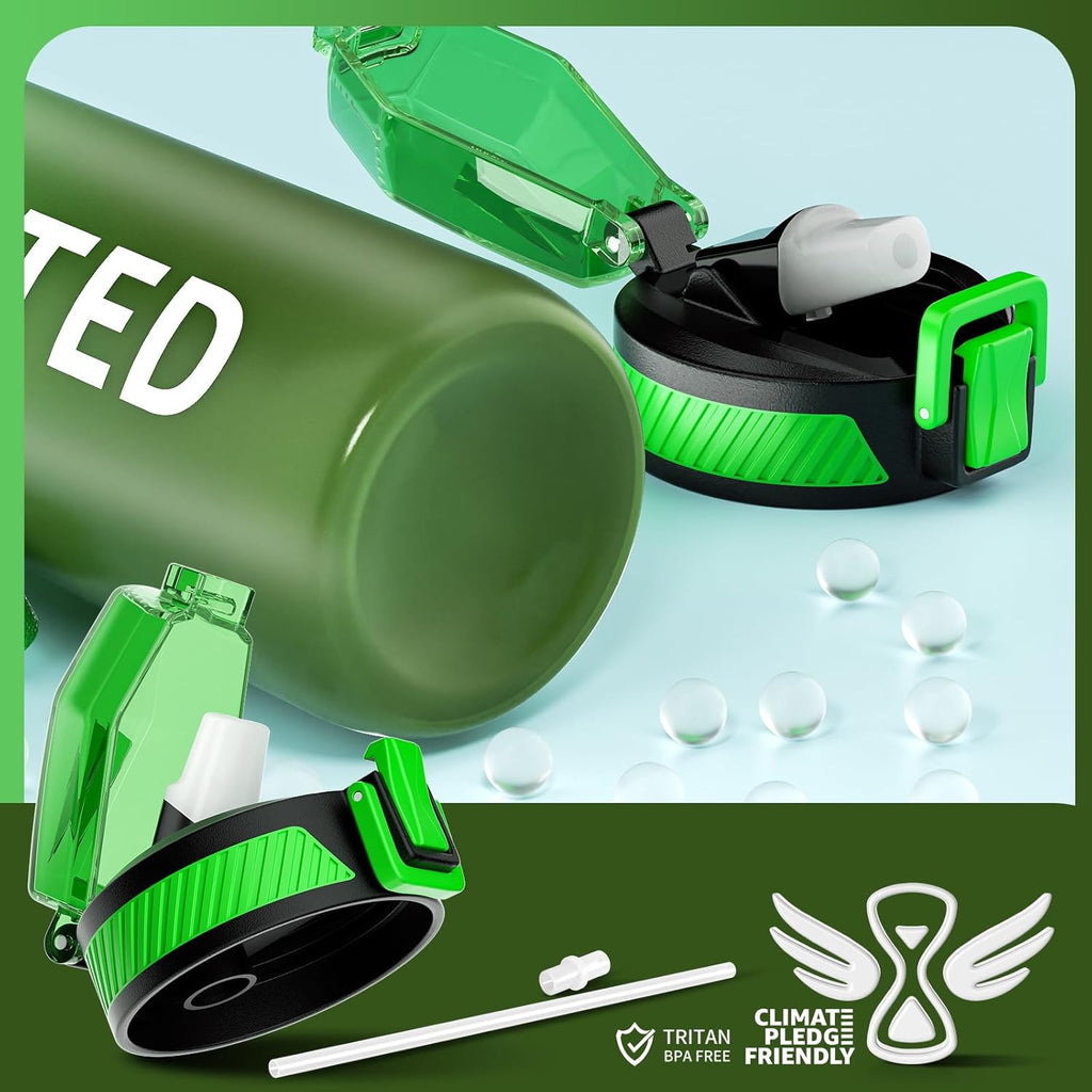 HydraFlow – Motivational Sports Water Bottle with Straw