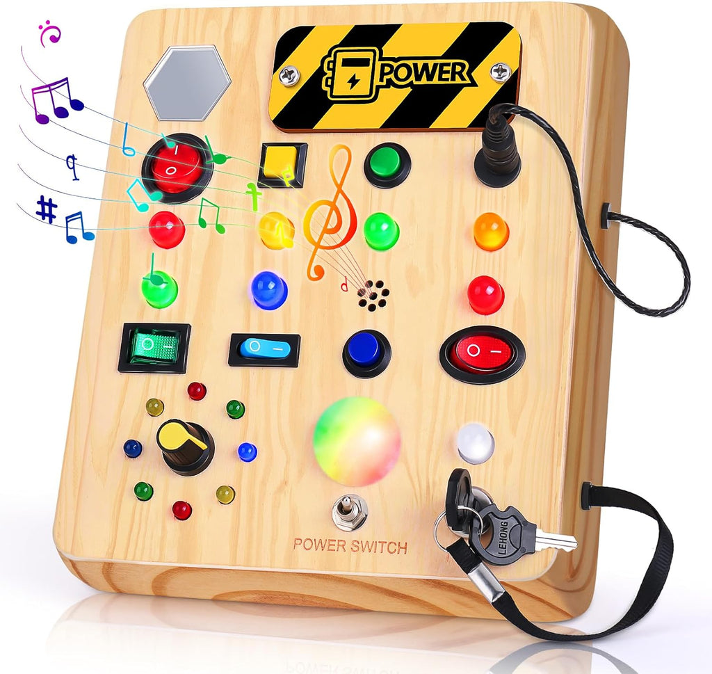 Montessori Toddler Busy Board with Music - For toddlers with music and light