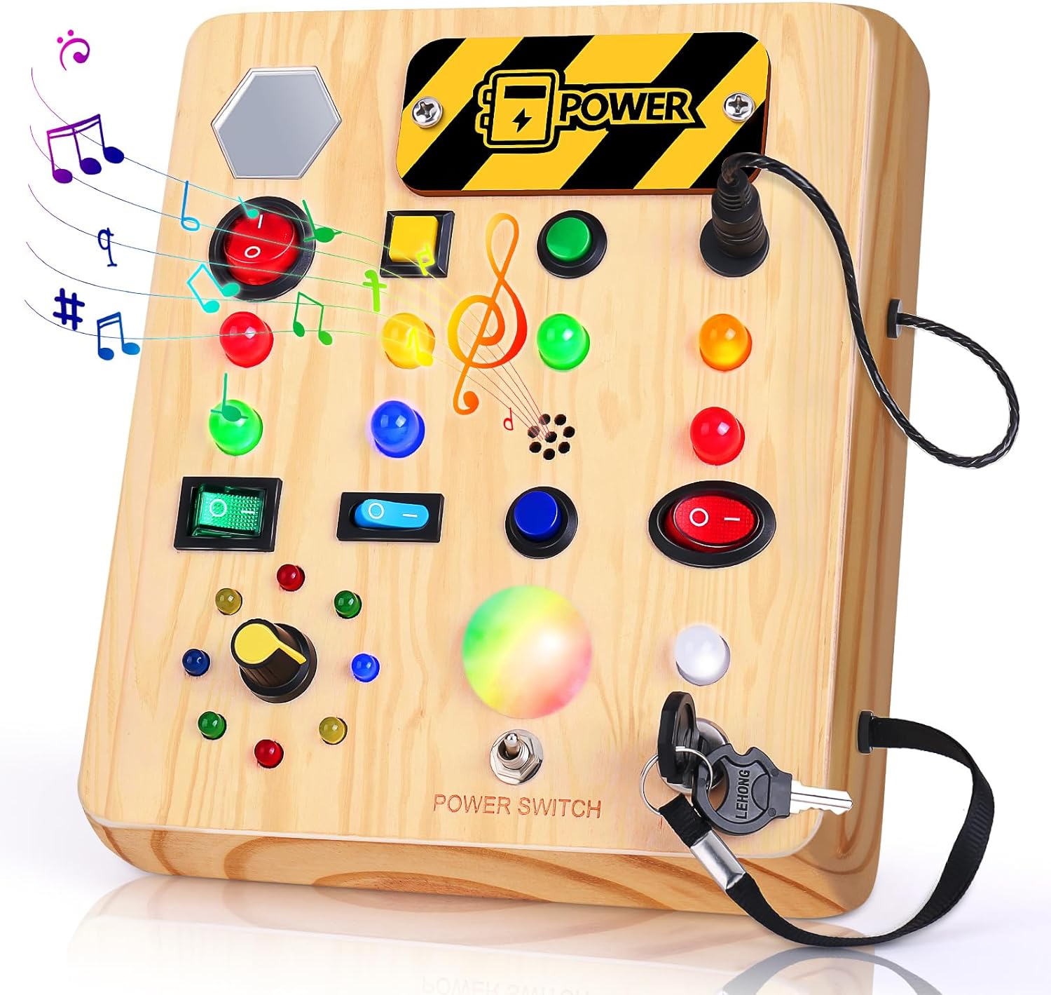 Montessori Toddler Busy Board with Music - For toddlers with music and light