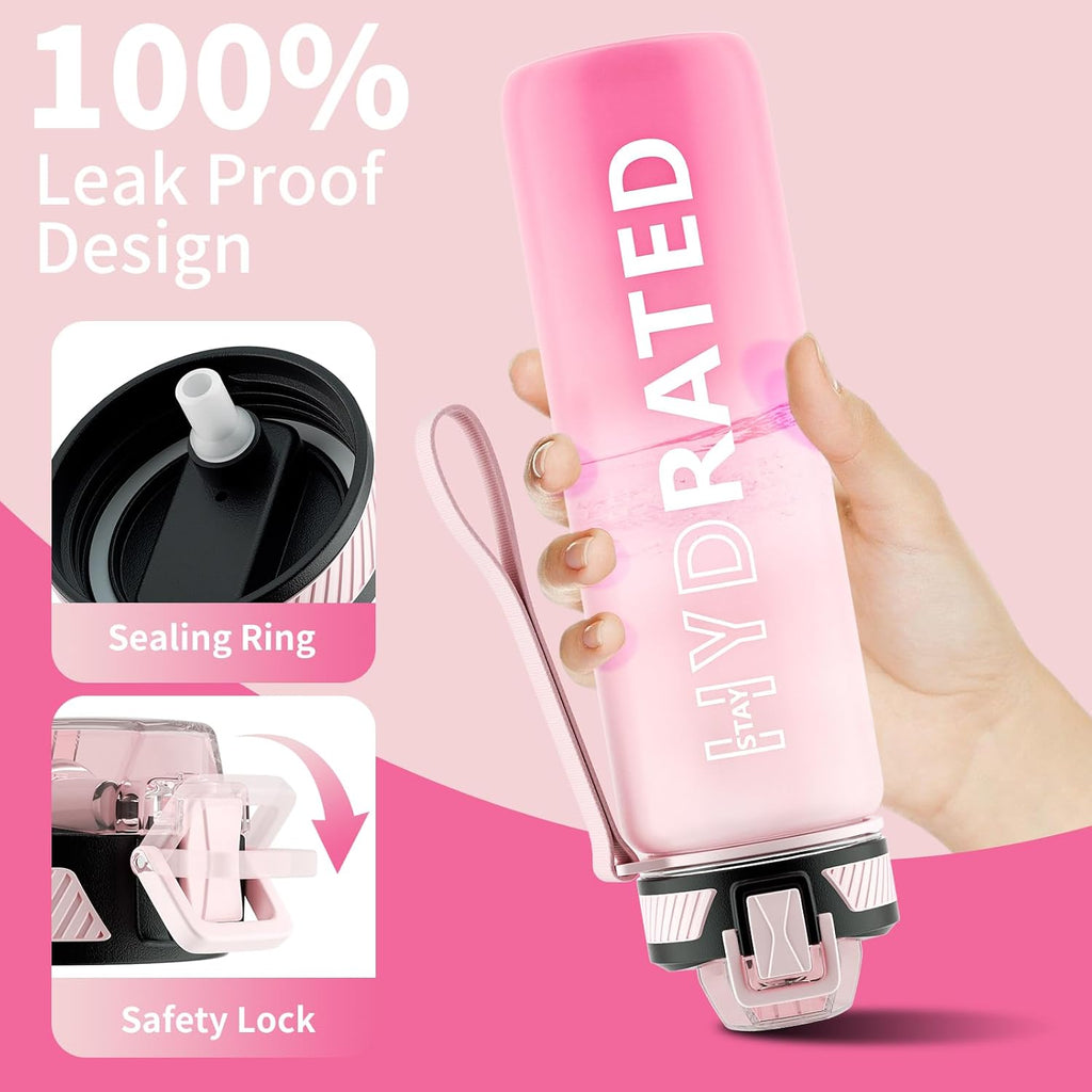 HydraFlow – Motivational Sports Water Bottle with Straw