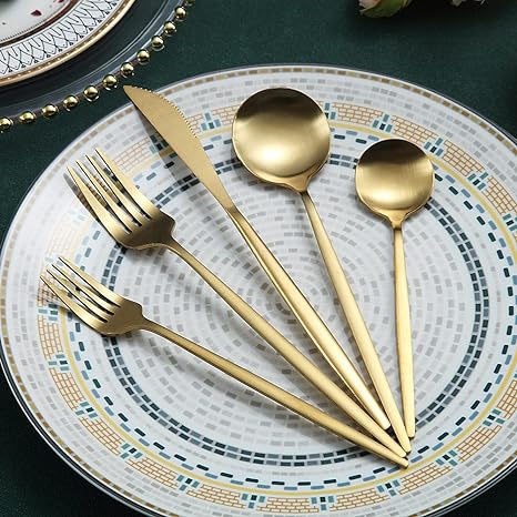 Minimalist Luxury Cutlery Set – 20-Piece, Titanium & Stainless Steel