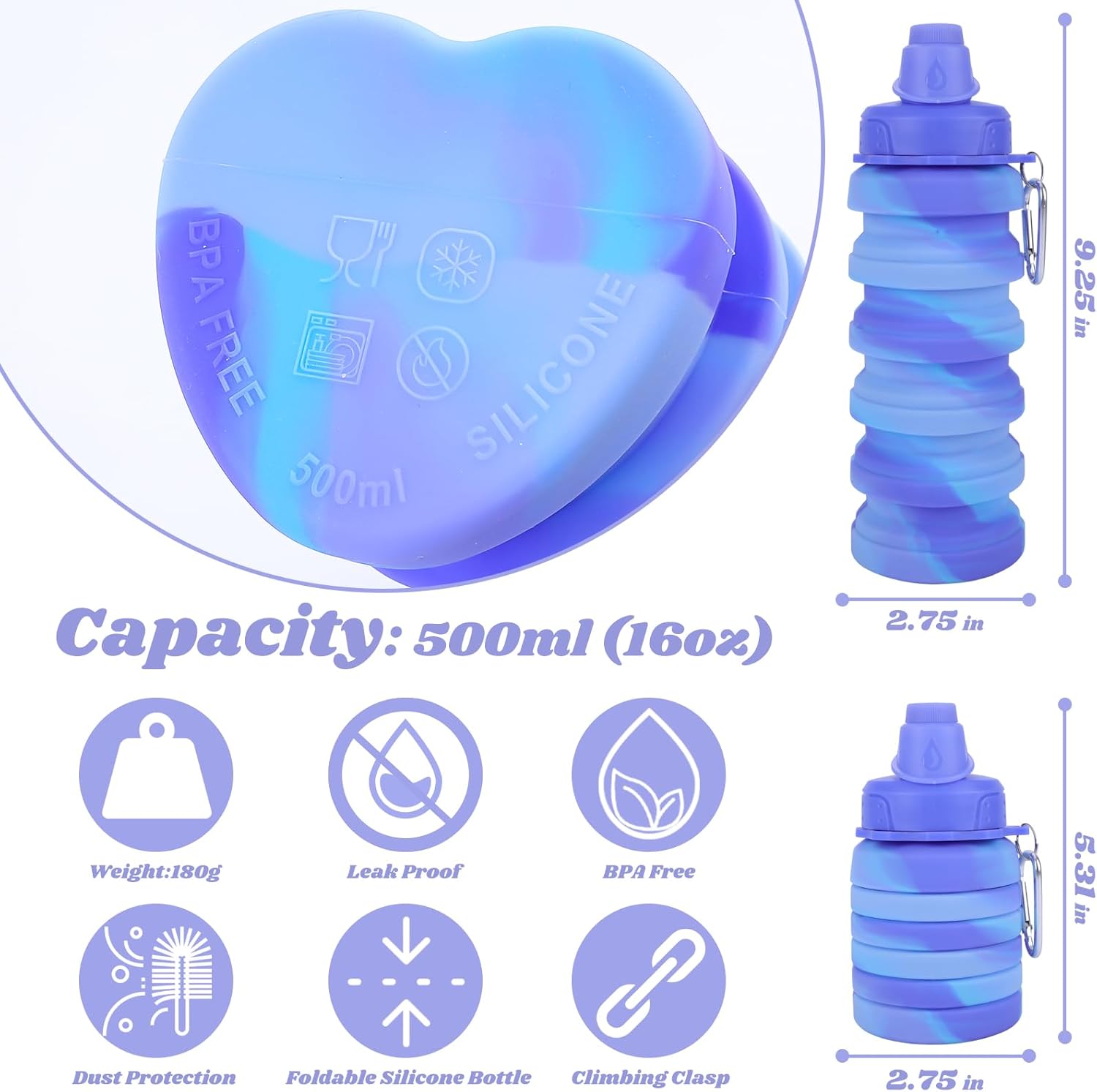 FlexiHydrate - Compact Foldable Water Bottle for Travel