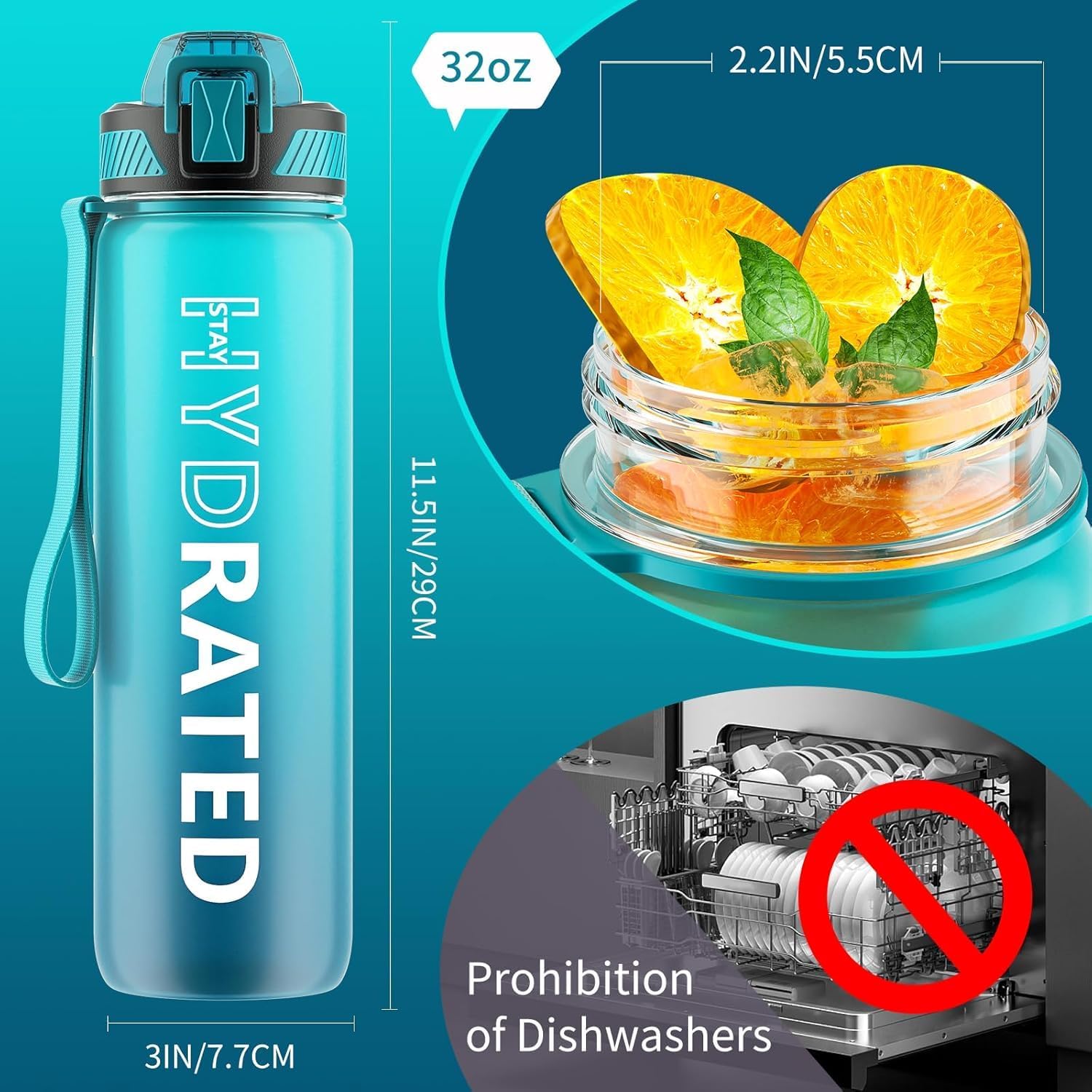 HydraFlow – Motivational Sports Water Bottle with Straw