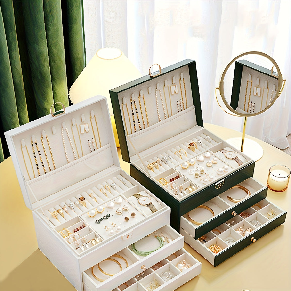 Elegance - Luxury Jewelry Organizer with High-Quality Leather