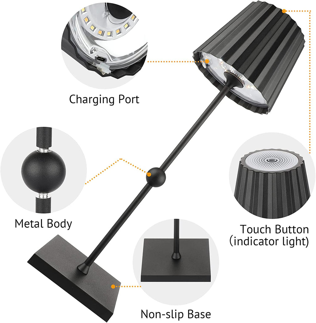 Elegant Cordless Table Lamp with Stepless Dimming Function
