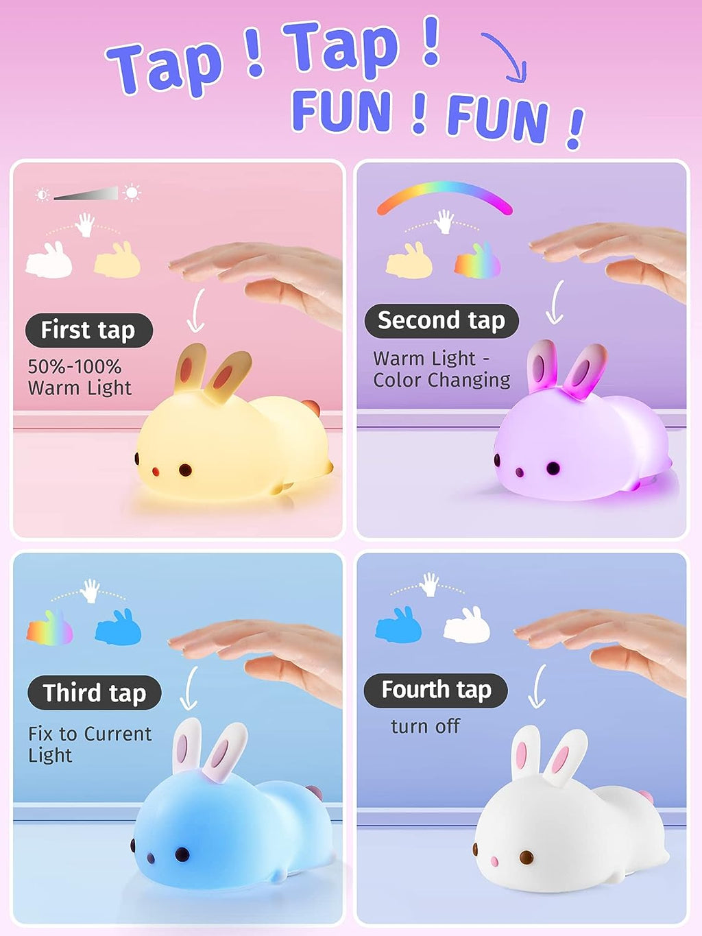 RabbitDream Night Light Magical Rabbit with Color-Changing LED Light