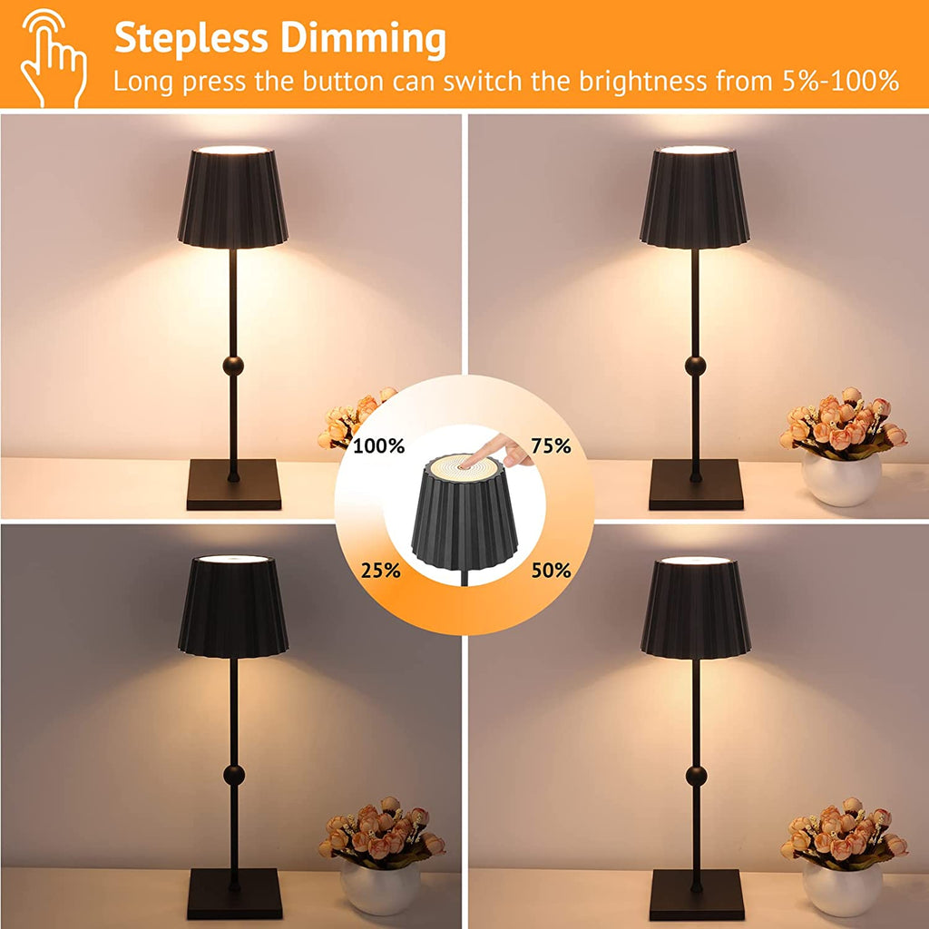 Elegant Cordless Table Lamp with Stepless Dimming Function