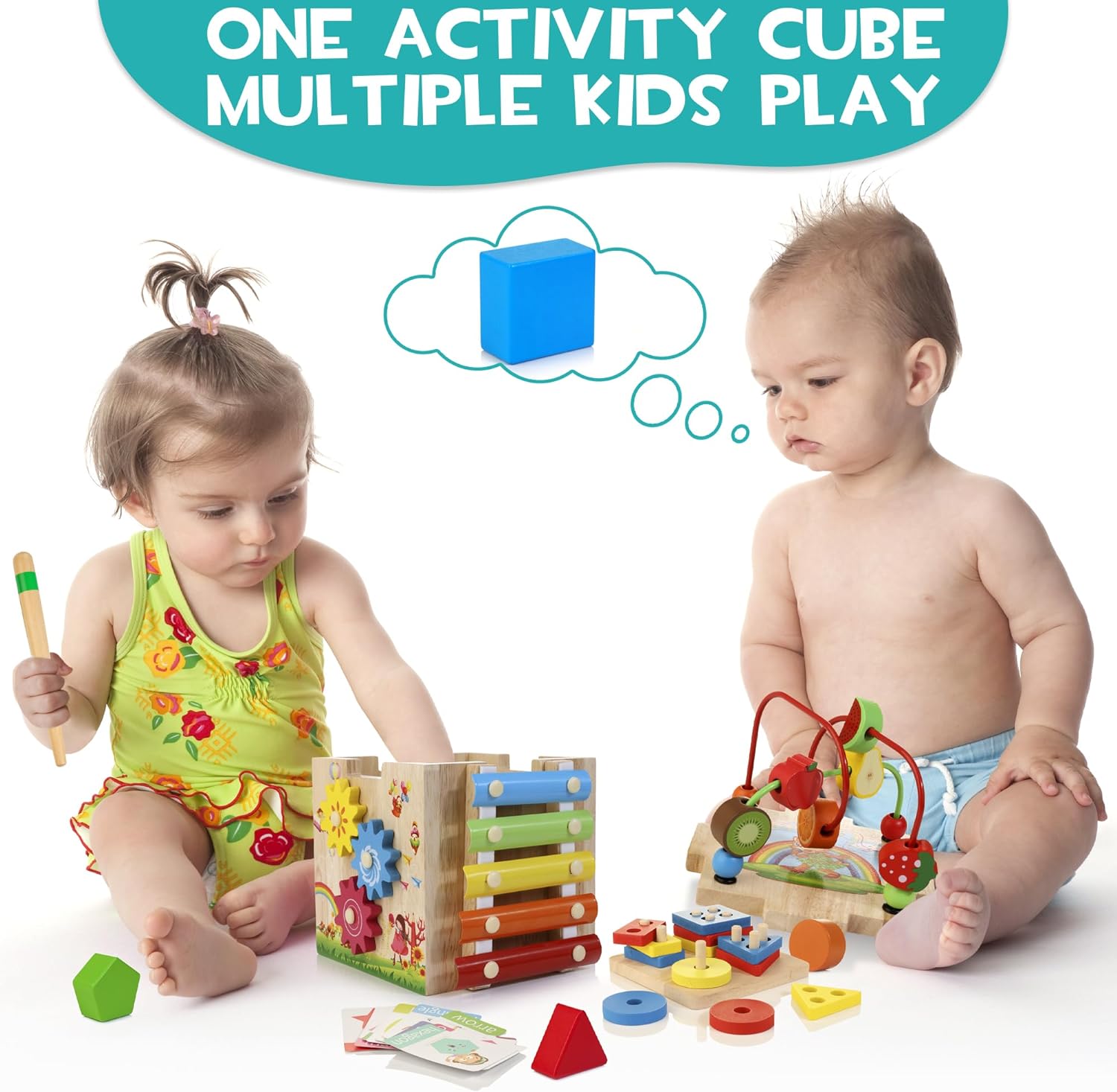 Stylish 8-in-1 Montessori Activity Cube - Educational Fun for Babies