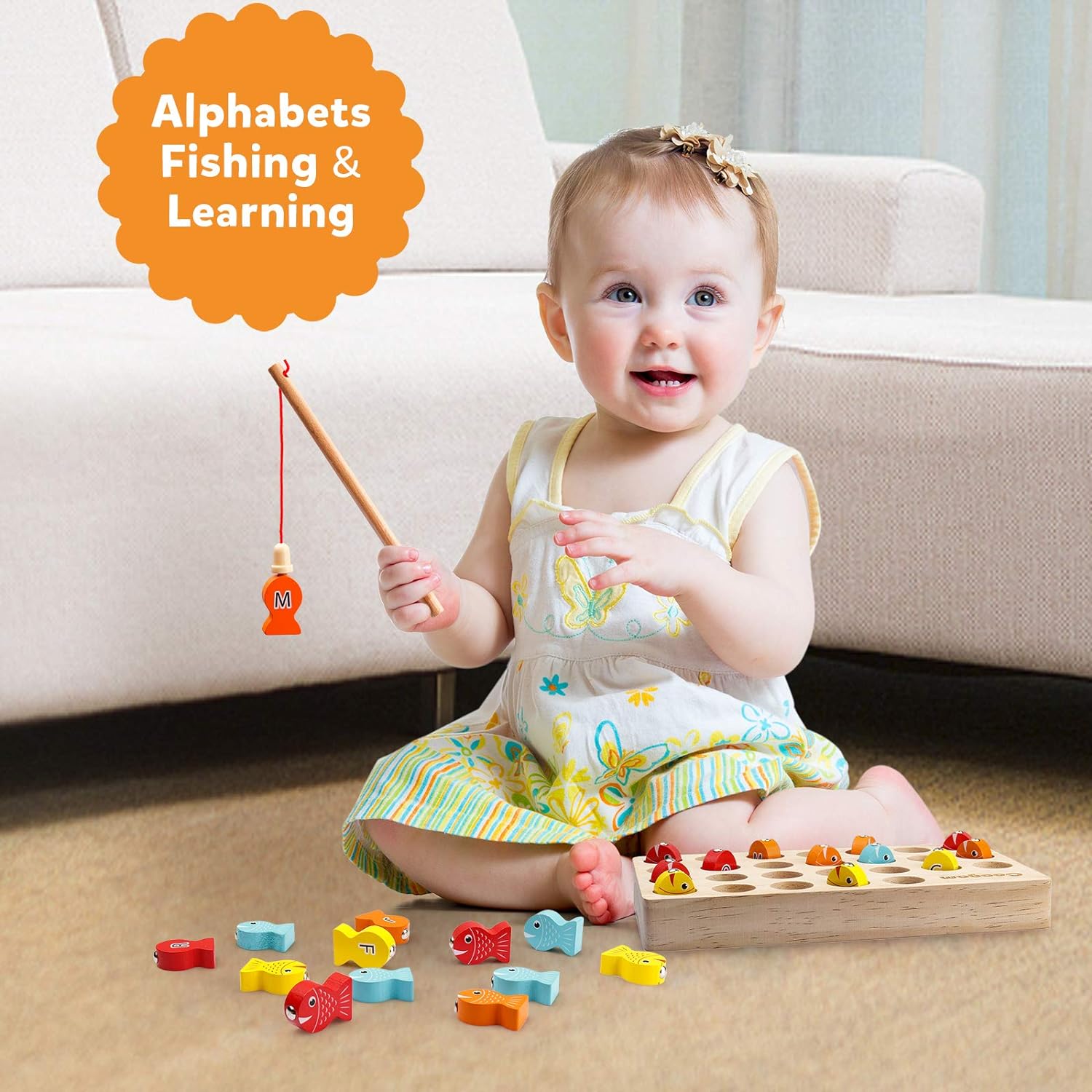 Enchanting Wooden Magnetic Fishing Game - Educational Fun for Toddlers