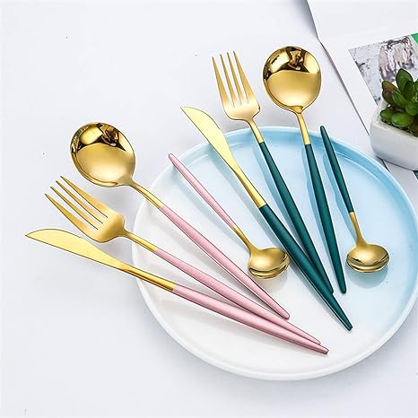Luxury 24-Piece Gold-Silver Cutlery Set for Stylish Table Settings
