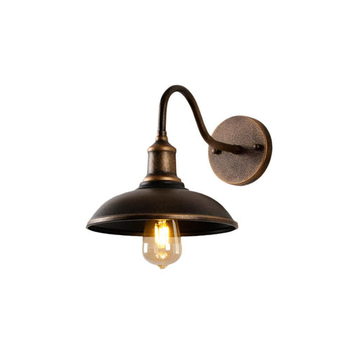 Alessio Vintage-Inspired Bowl-Shaped Antique Brass Waterproof Outdoor Wall Lamp - IP65 Rated