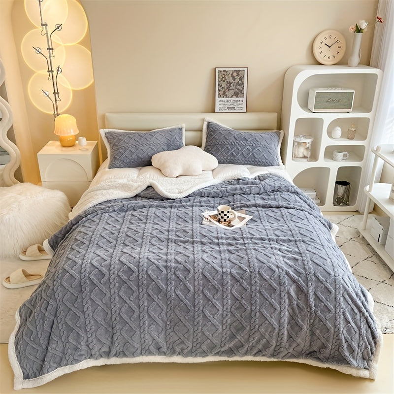 Vintage Luxury Double-Sided Fleece Blanket - Essential for Winter