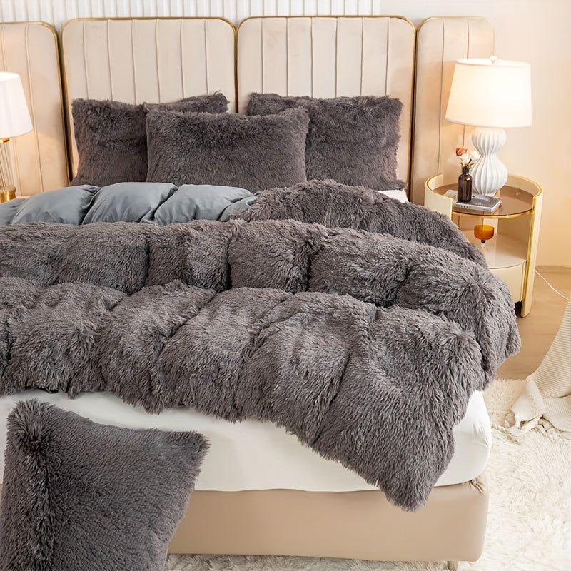 Ultra-Soft Plush Duvet Cover Set with Zipper - Luxury & Comfort