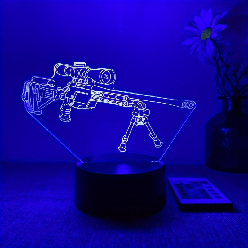 LumiGlow - 3D LED Night Light Black Pistol 16 Colors