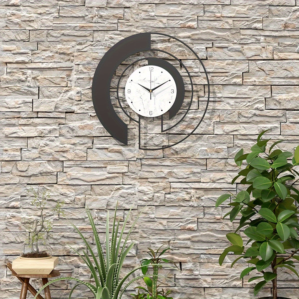 GeoClock - Elegant Black Geometric Wall Clock