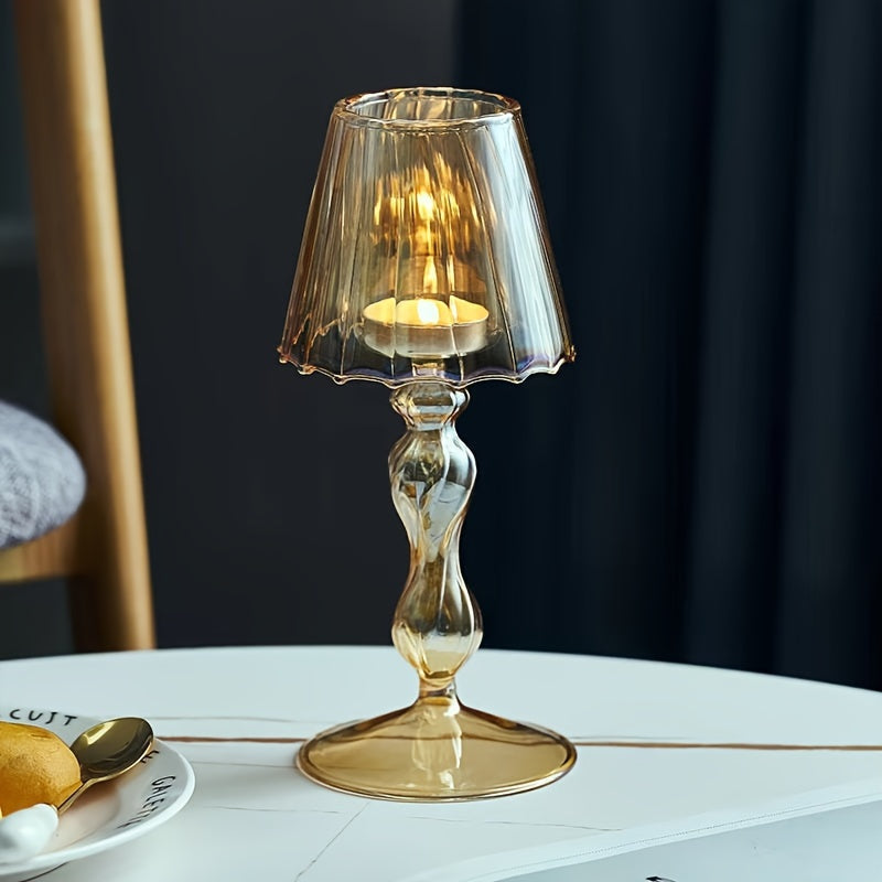 CrystalGlow – Luxury Glass Table Lamp & Candle Holder