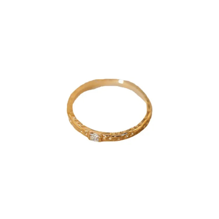 Sparkling Gilded Sterling Silver Ring with Zirconia - Aurora Elegance